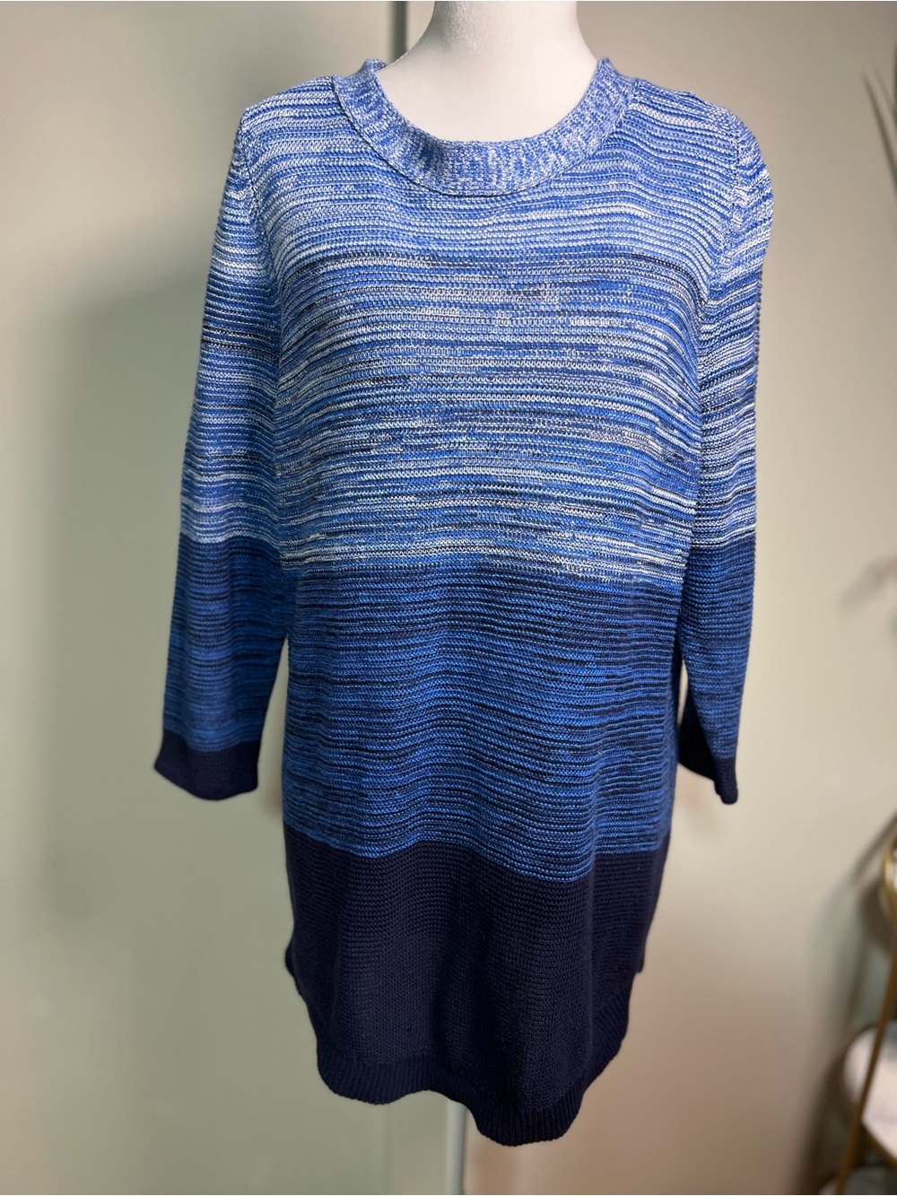 Allison Daley Blue Ombre Crewneck Tunic Sweater